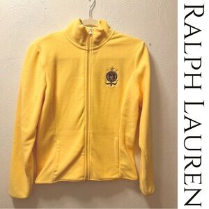 Lauren Ralph Lauren Yellow Full Zip Fleece Jacket Crest Logo Size S NWT